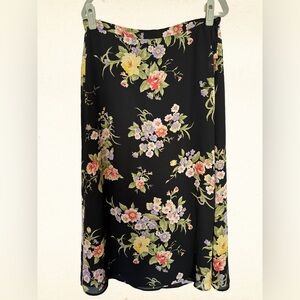Vintage Liz Claiborne 90s cottagecore black multi floral maxi skirt - Size Large